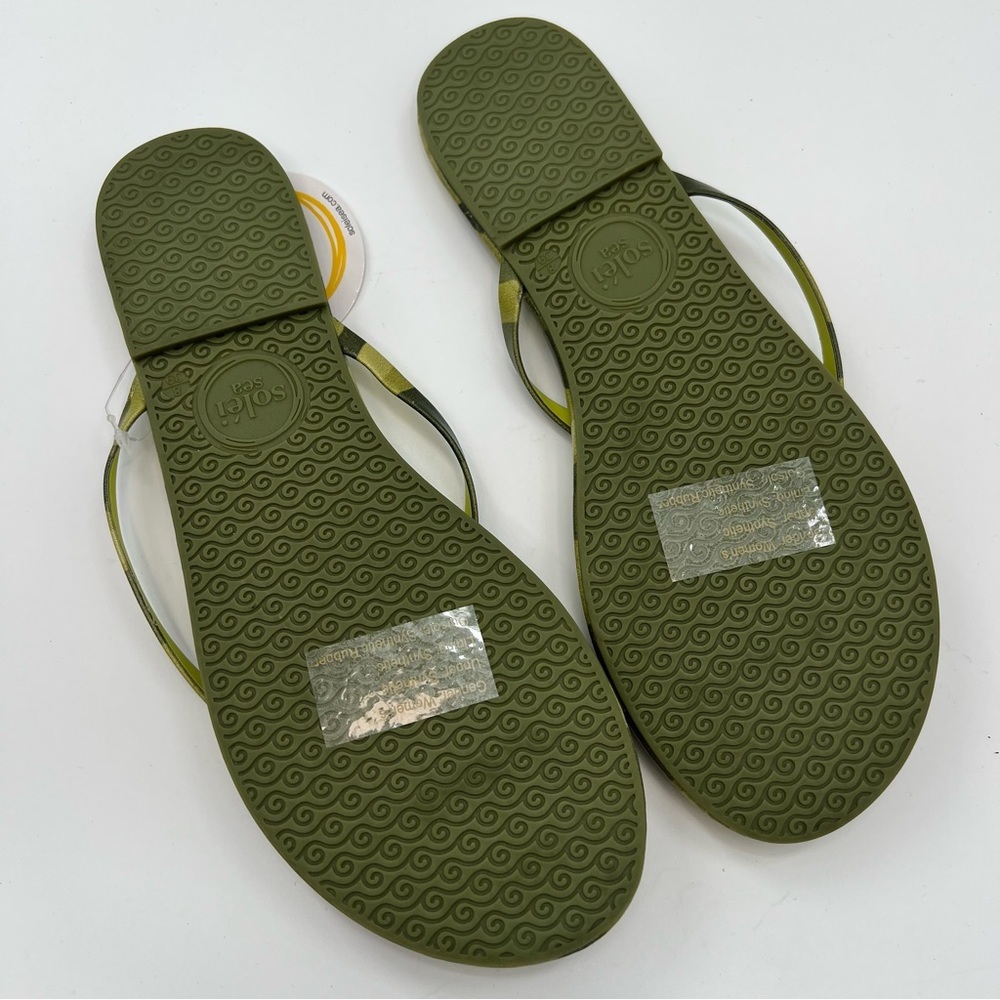 NWT Solei Sea Indie Camo Citron Sandal Camouflage Leather Sandal Green US 8 EU39 - Picture 7 of 11